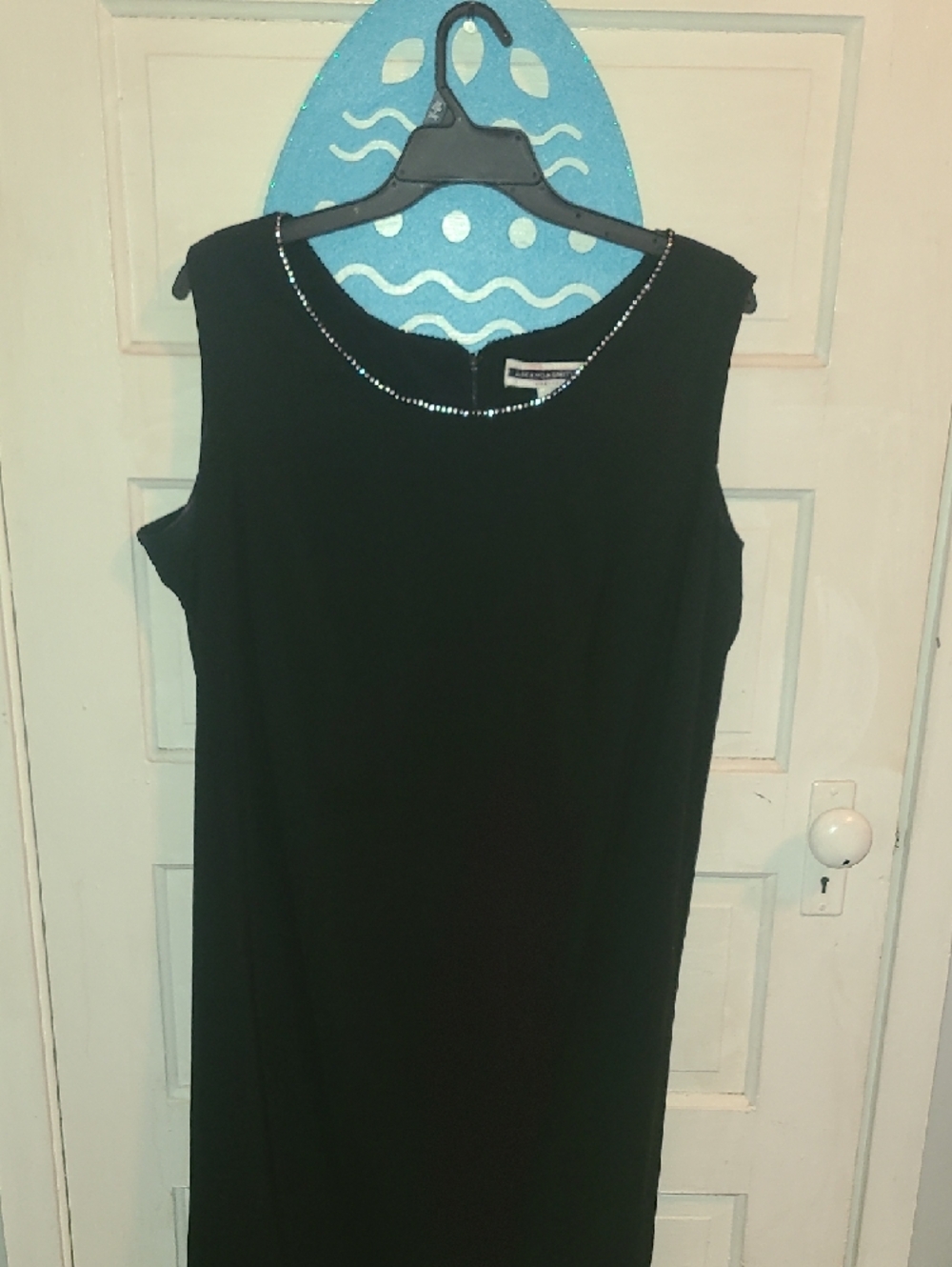 Amanda Smith Black 2 Piece Dress w/Long Sleeve Jacket with Rhinestone Neckline - Picture 3 of 7